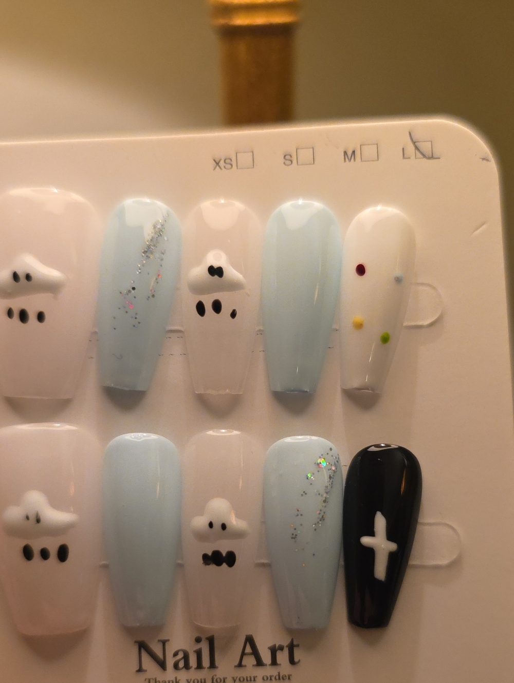 Blue & Black Nail Art Press-On Set Size Large